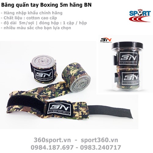 Băng quấn tay Boxing 5m hãng BN màu rằn ri