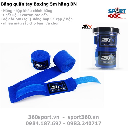 Băng quấn tay Boxing 5m hãng BN màu xanh