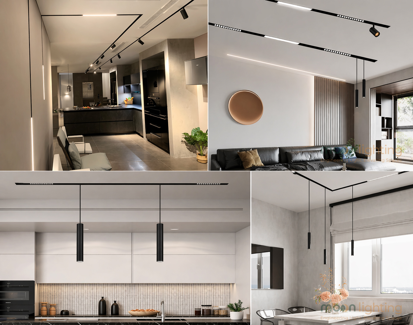 Phối cảnh Đèn thả rọi ray nam châm Moon Lighting MG-DX1 Series