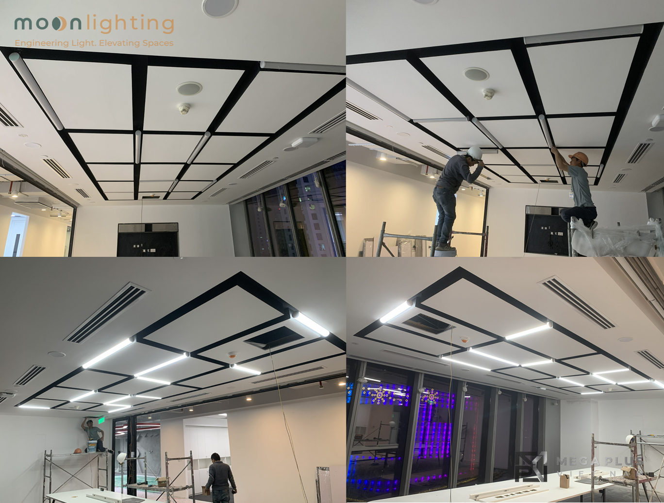 Phối cảnh sử dụng thanh nhôm Profile ống tròn D60 MGA-XT230 cho Linear Lighting tại biệt thự cao cấp