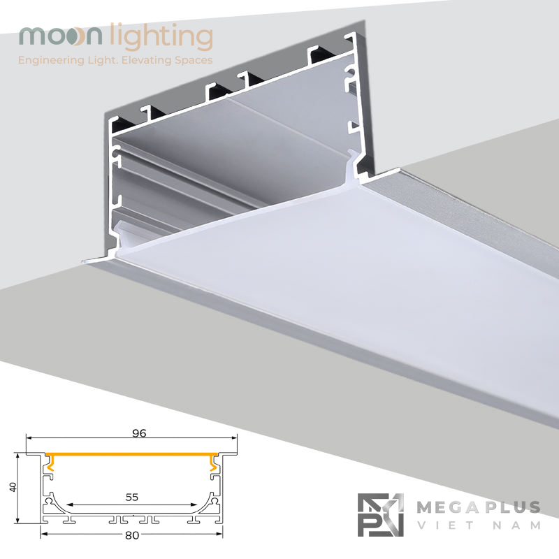 Ảnh thực tế thanh nhôm Profile âm trần MGA-BG12 80mm