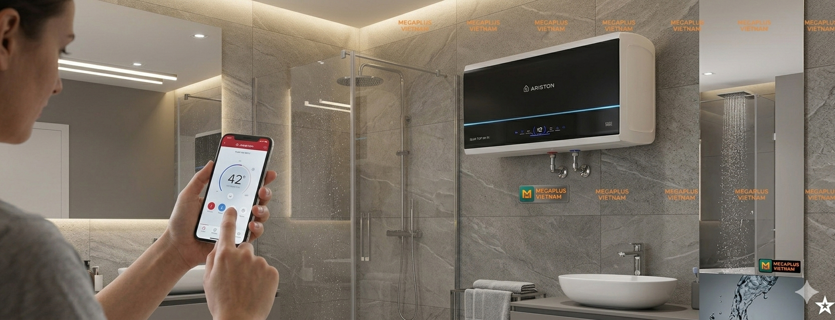 Lắp đặt bình nóng lạnh Ariston Slim3 TOP WIFI thực tế tại chung cư cao cấp