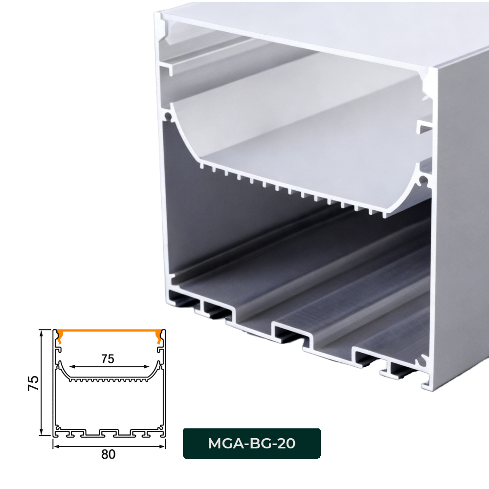 Cận cảnh bề mặt thực tế thanh nhôm định hình MGA-BG20 Anodized sơn tĩnh điện cao cấp
