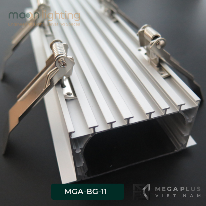 Cận cảnh bề mặt Anodized và mặt tán quang PMMA của thanh nhôm MGA-BG11