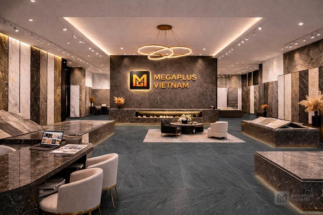 Phối cảnh biệt thự sang trọng sử dụng gạch lát nền Golden Tile GKD68001