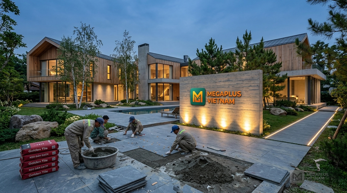 Kỹ thuật thi công lát gạch sân vườn 600x600 Golden Tile GFV6703