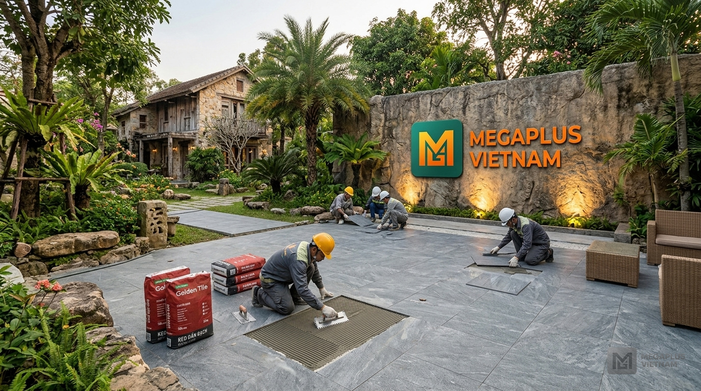 Kỹ thuật thi công lát gạch sân vườn 600x600 Mikado MFV6103