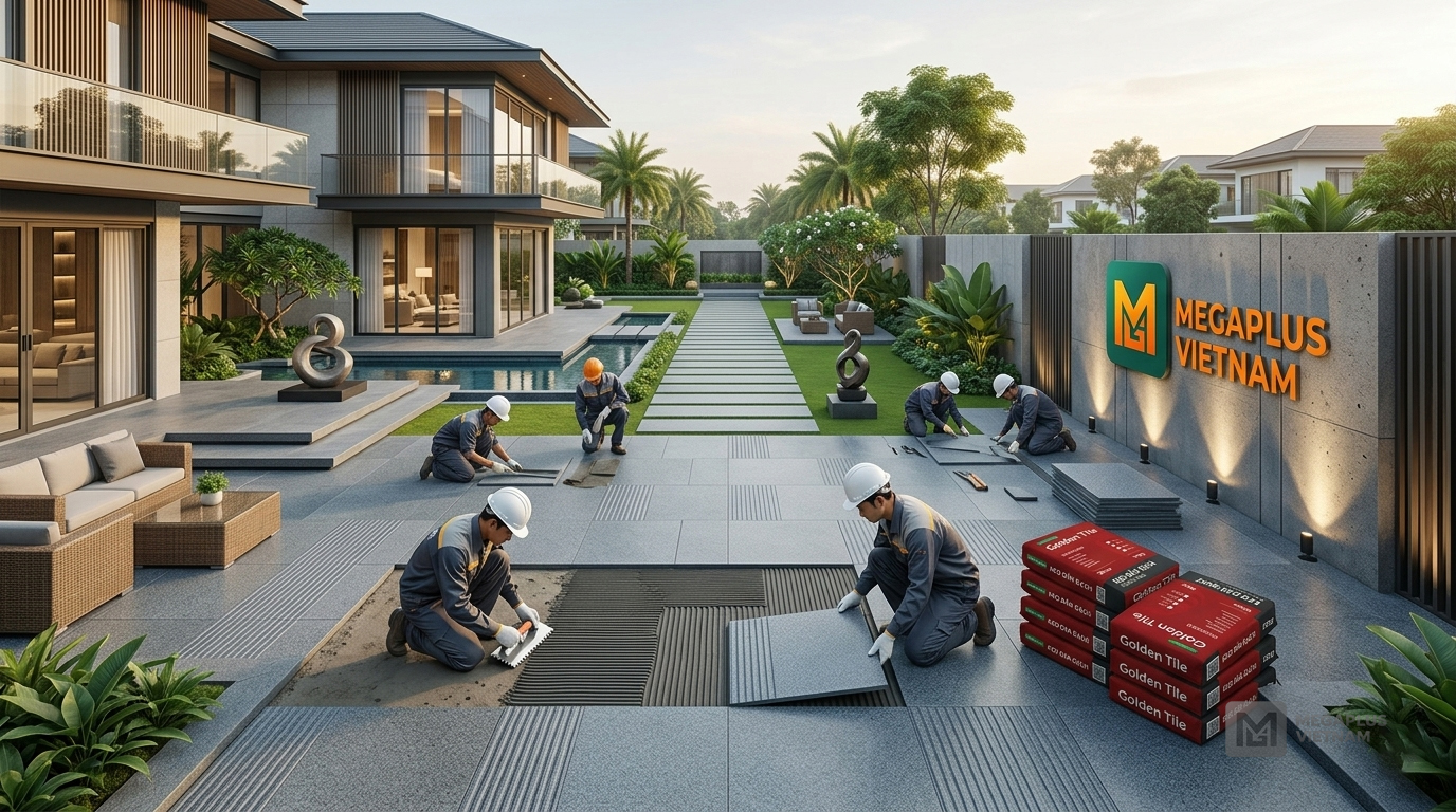 Kỹ thuật thi công lát gạch sân vườn 600x600 Videcor VFV6503