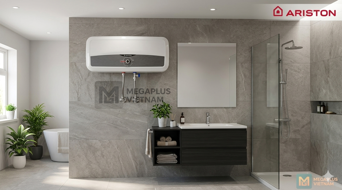 Hình ảnh lắp đặt thực tế bình Ariston Slim2 tại chung cư