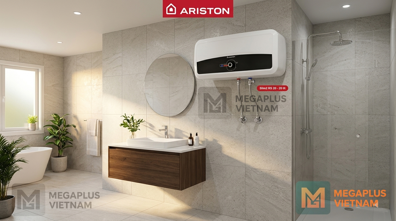 Hình ảnh lắp đặt thực tế bình nóng lạnh Ariston Slim2 RS