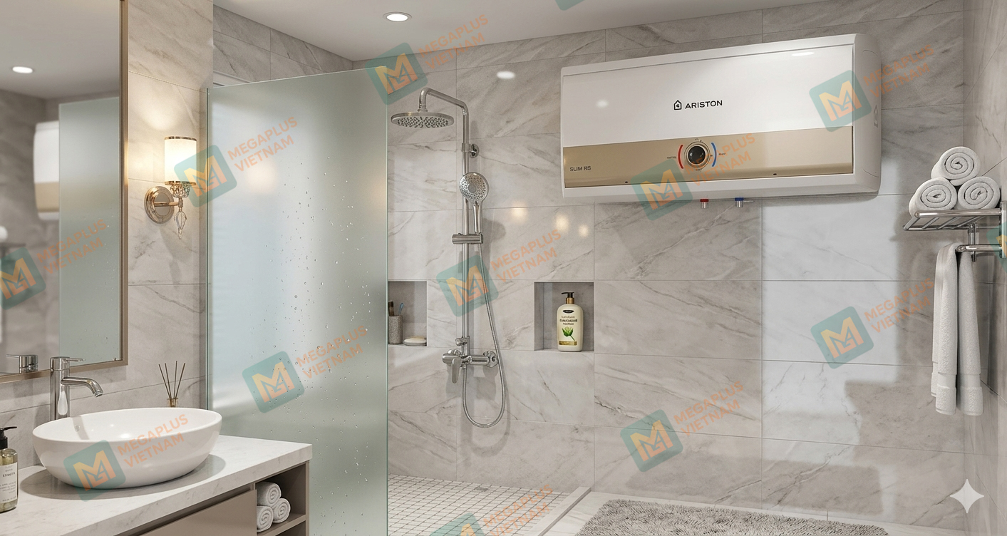 Hướng dẫn lắp đặt bình nóng lạnh Ariston Slim3 trong không gian hẹp phòng tắm