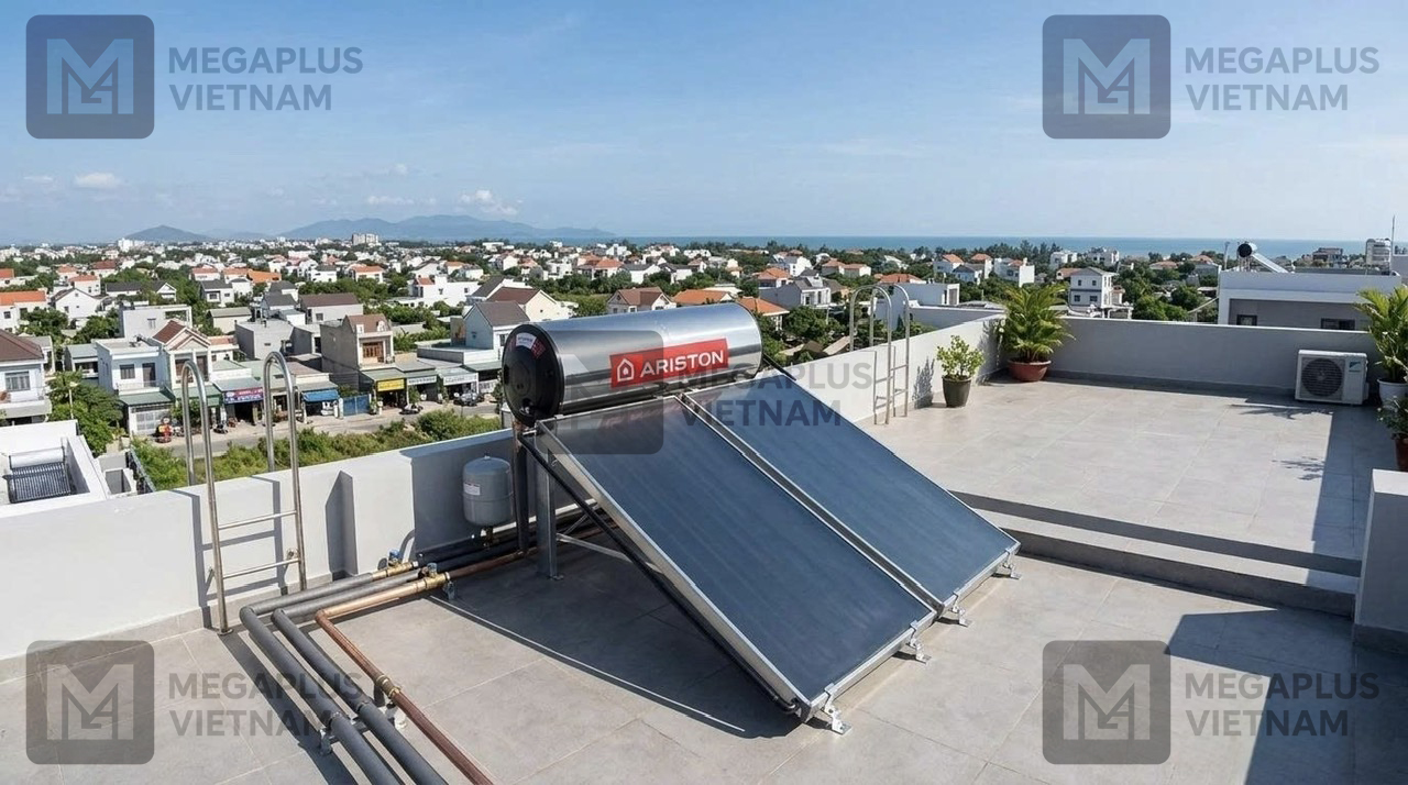 Hình ảnh thực tế lắp đặt Máy Nước Nóng Năng Lượng Mặt Trời Ariston KAIROS THERMO DR-2 CF