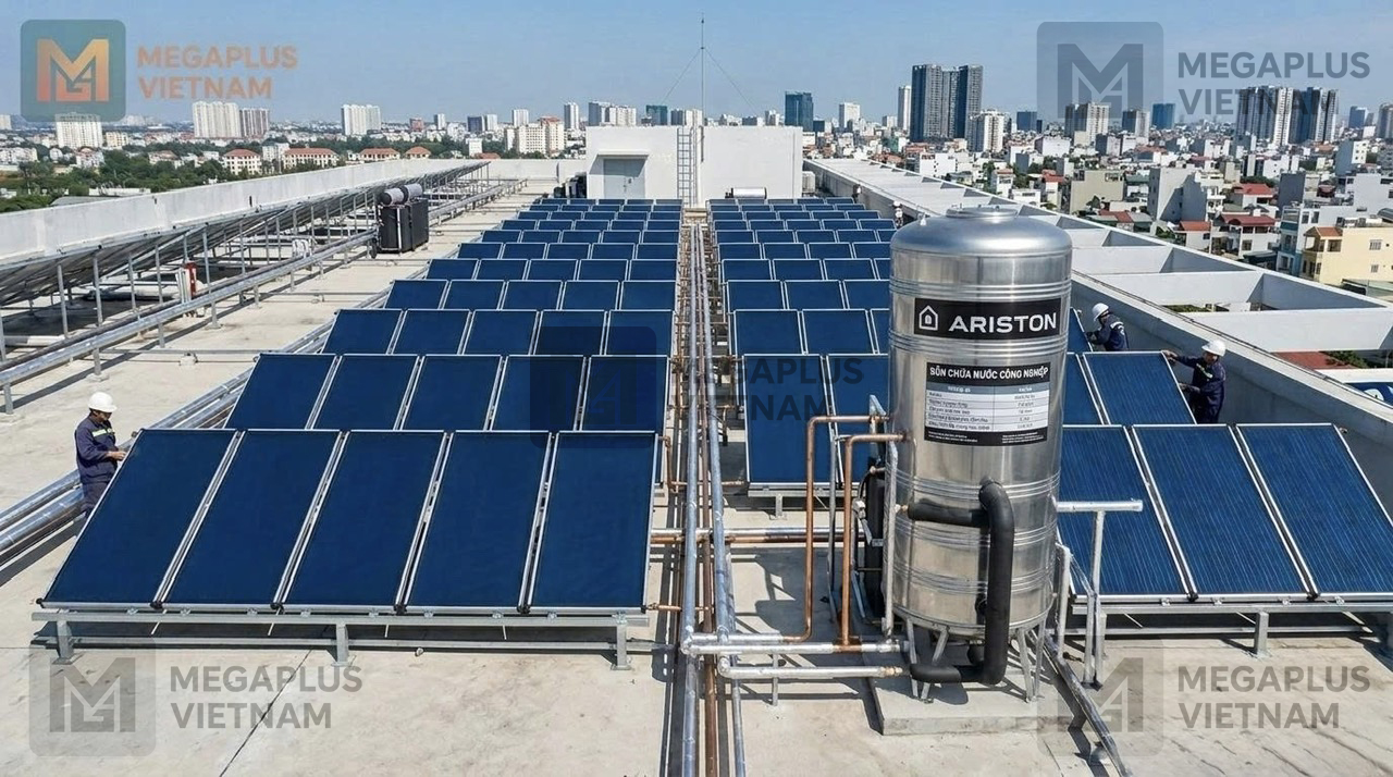 Dự án lắp đặt thực tế hệ thống tấm thu mặt trời KAIROS CF 2,0-1 Ariston cho khách sạn