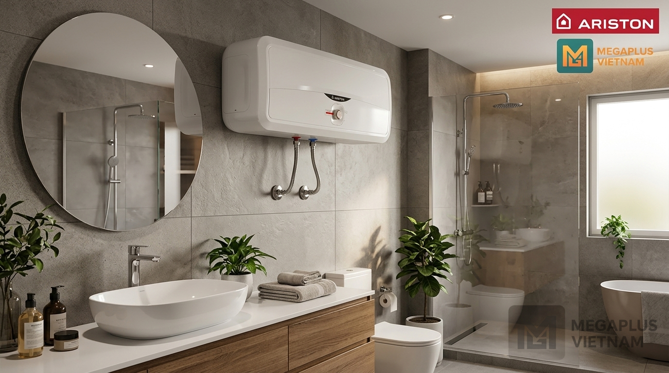 Lắp đặt thực tế bình nóng lạnh Ariston Slim2 tại chung cư