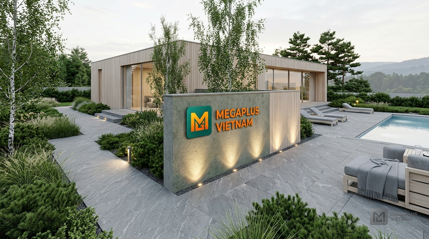 Phối cảnh sân vườn biệt thự cao cấp sử dụng gạch Cerinco CFV6302