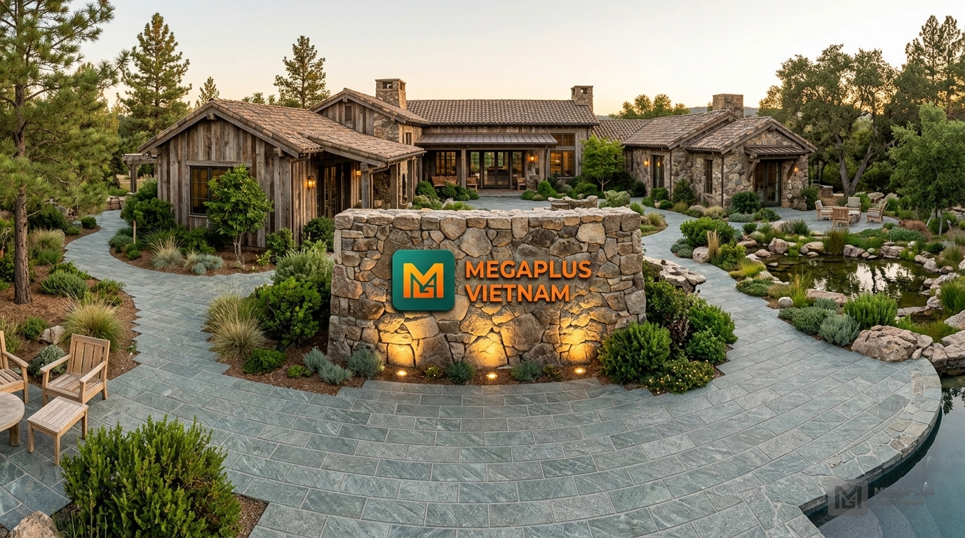 Phối cảnh sân vườn biệt thự cao cấp sử dụng gạch Cerinco CFV6303