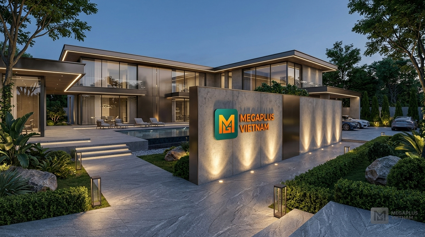 Phối cảnh sân vườn biệt thự cao cấp sử dụng gạch Golden Tile GFV6702