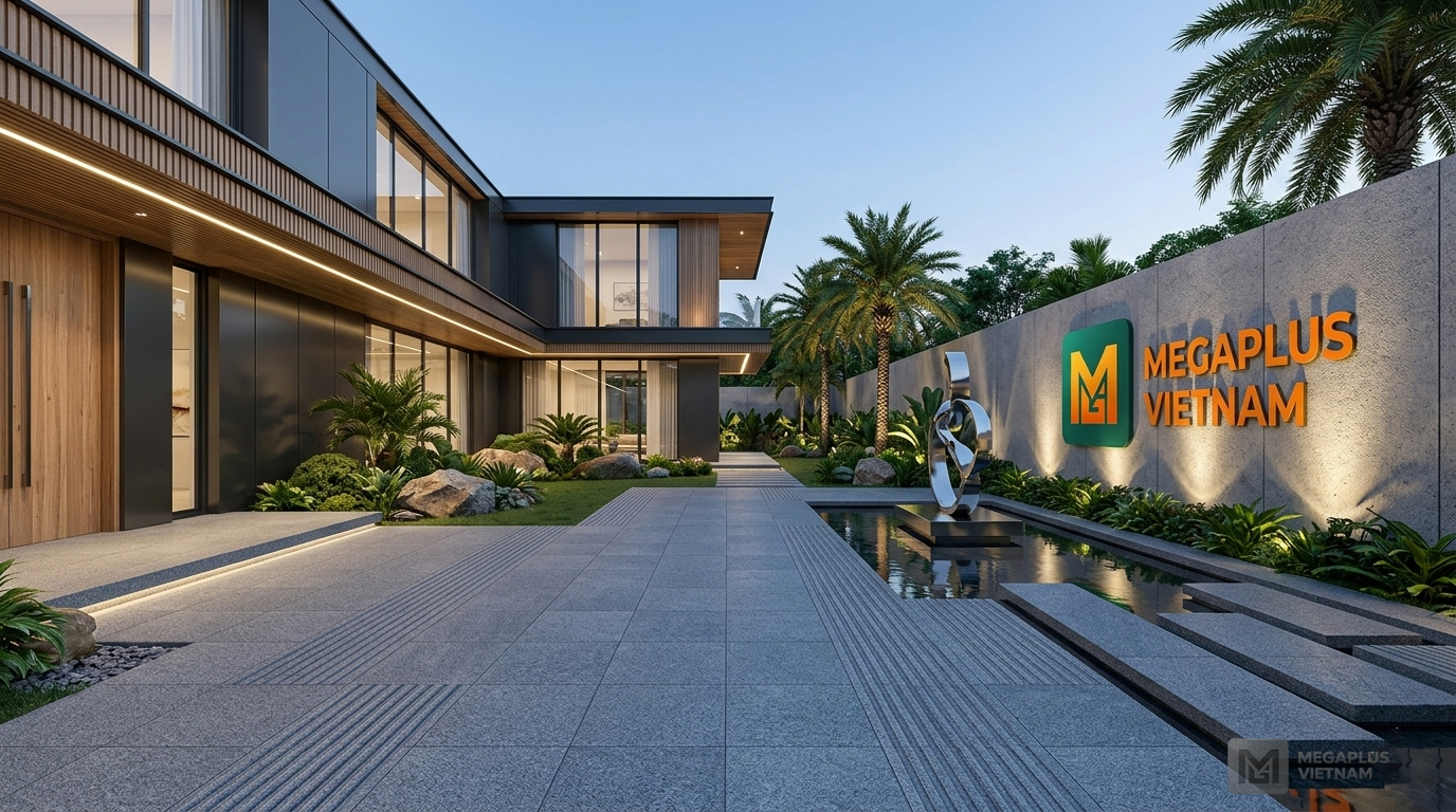 Phối cảnh sân vườn biệt thự cao cấp sử dụng gạch Videcor VFV6503