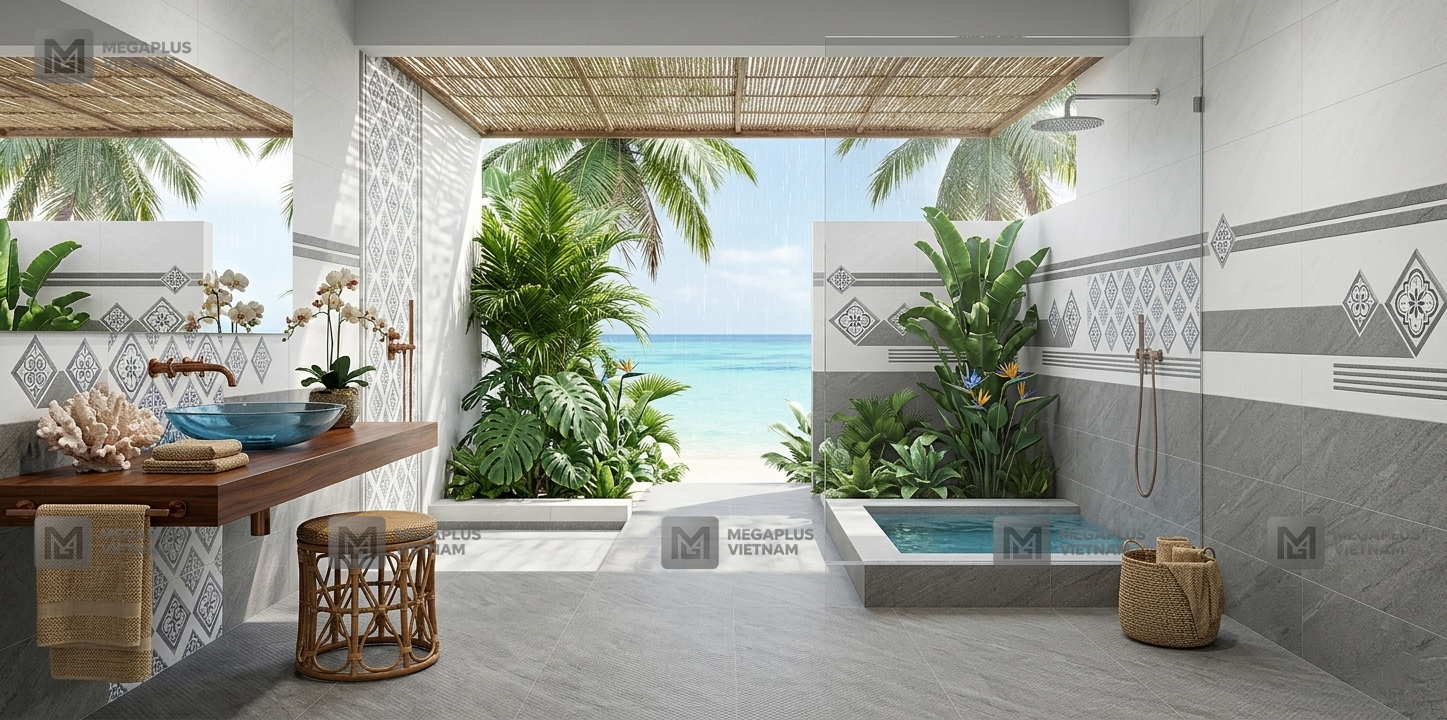 Phối cảnh thực tế Villa sang trọng sử dụng gạch Cerinco CE36602D