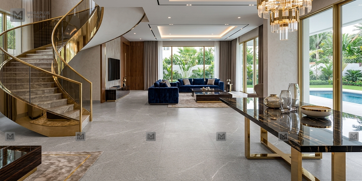 Phối cảnh biệt thự Villa sử dụng gạch Porcelain Mikado CP948.360MF Men Matt hiện đại