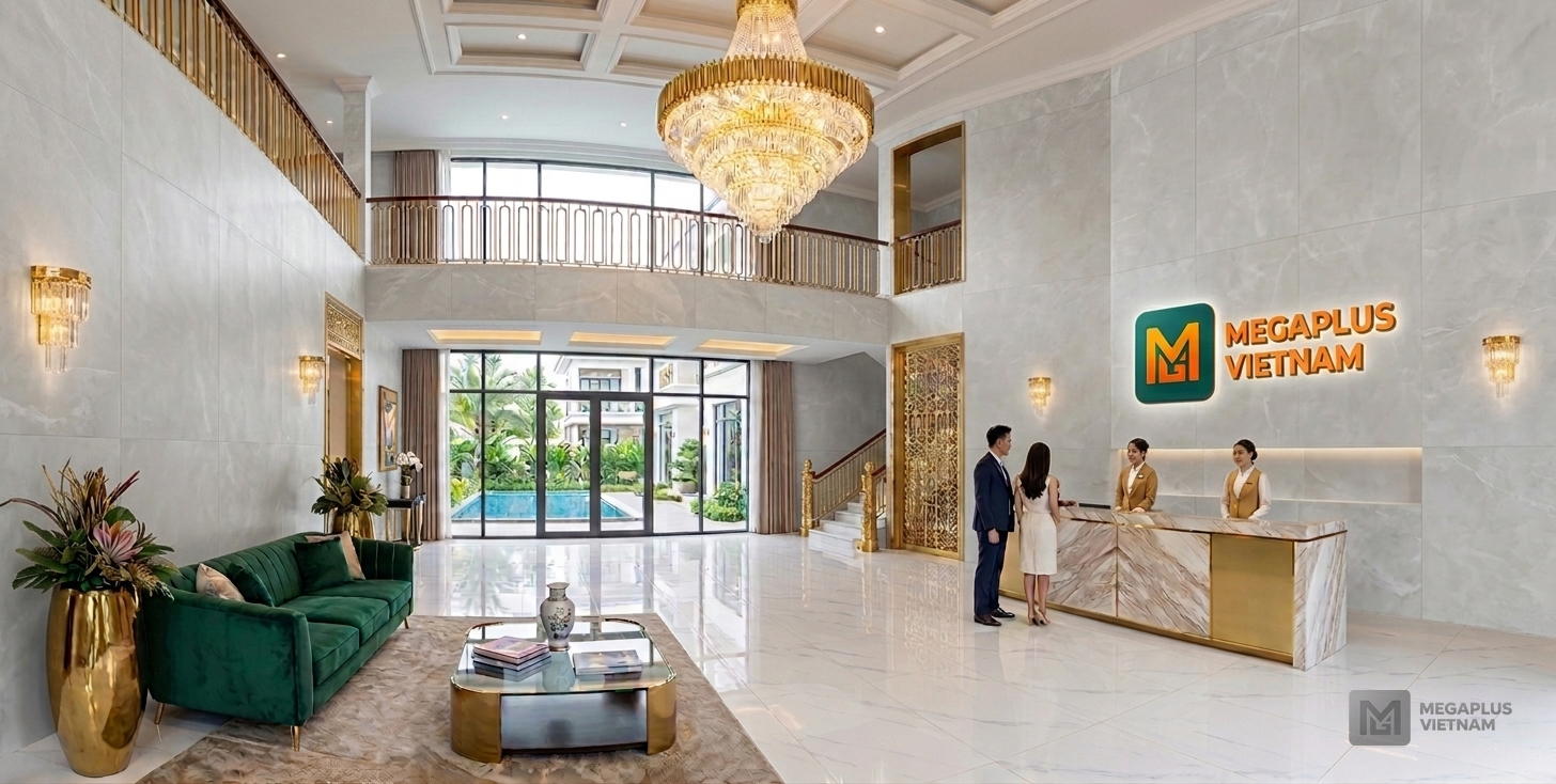 Phối cảnh thực tế Villa sử dụng gạch Porcelain Mikado CP948.380F hiện đại