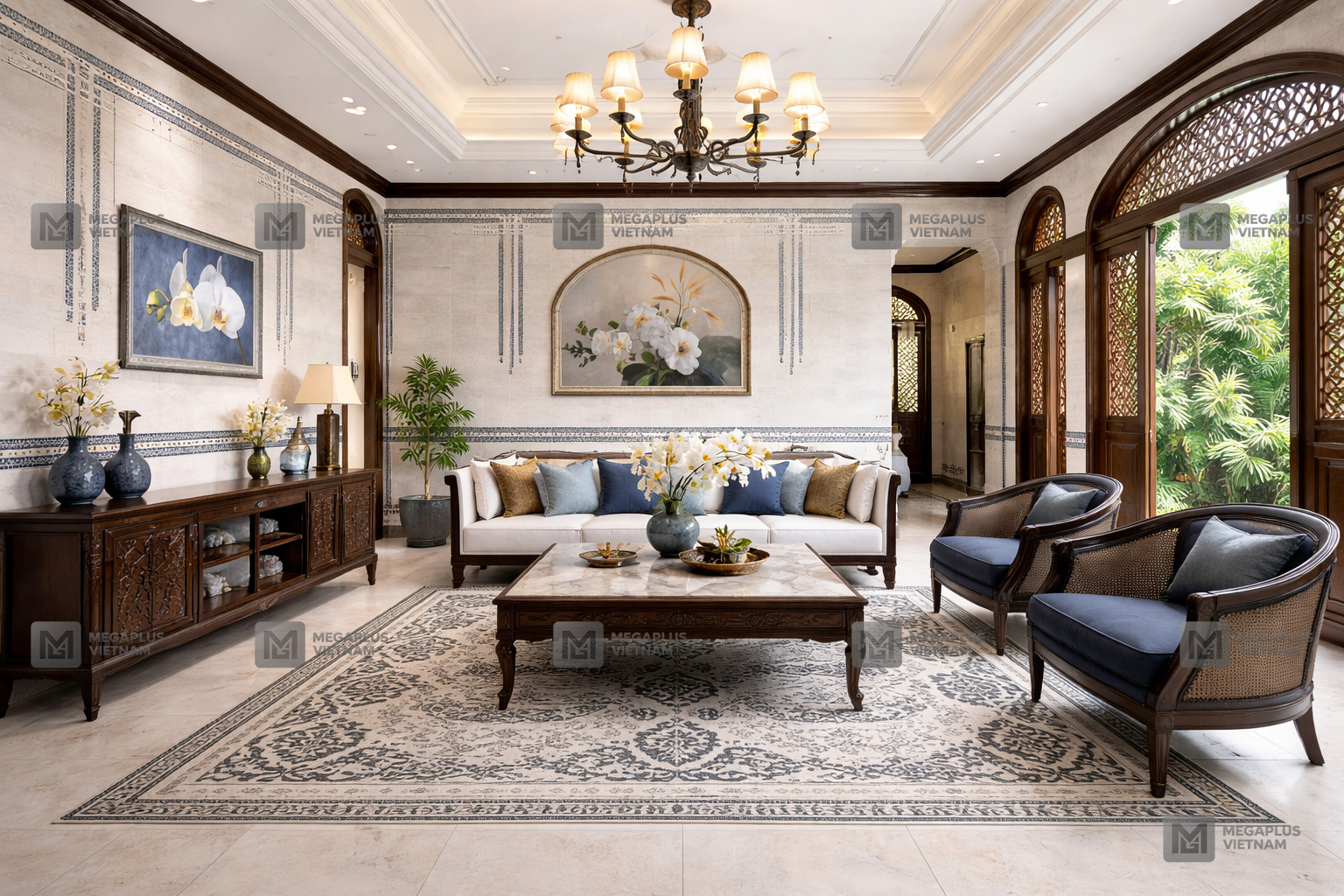 Phối cảnh biệt thự Villa sang trọng sử dụng Gạch Mikado MVN3610D