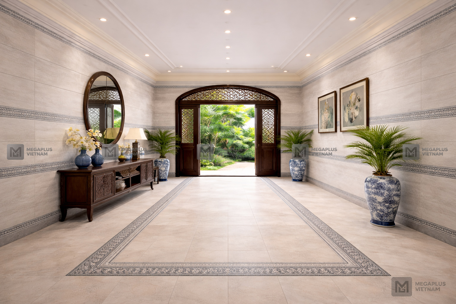 Phối cảnh biệt thự Villa sang trọng sử dụng Gạch Mikado MVN3611