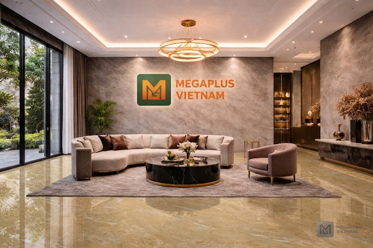 Phối cảnh biệt thự sang trọng sử dụng gạch lát nền Golden Tile GP6056