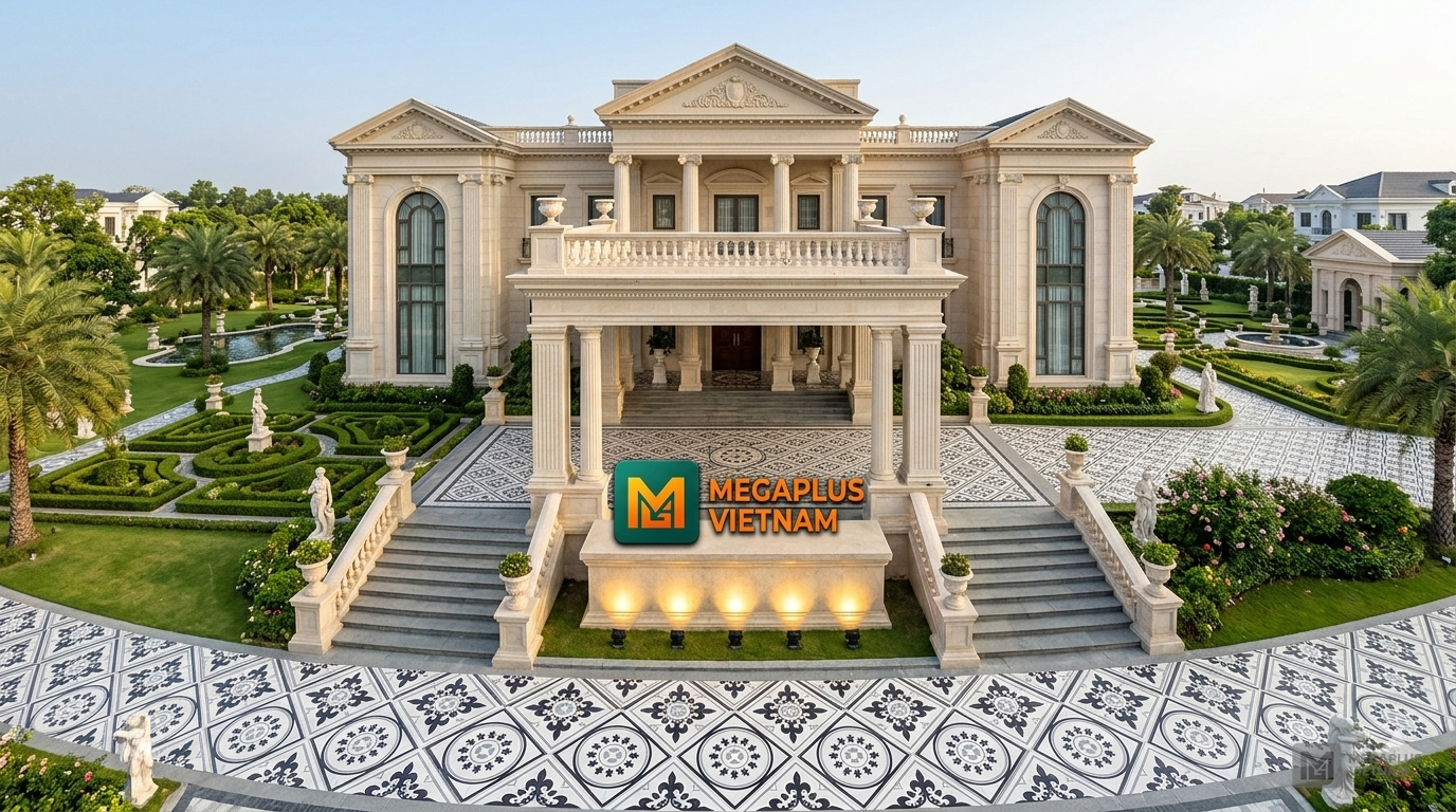 Phối cảnh nội thất Indochine sử dụng gạch bông Mikado MGB4003