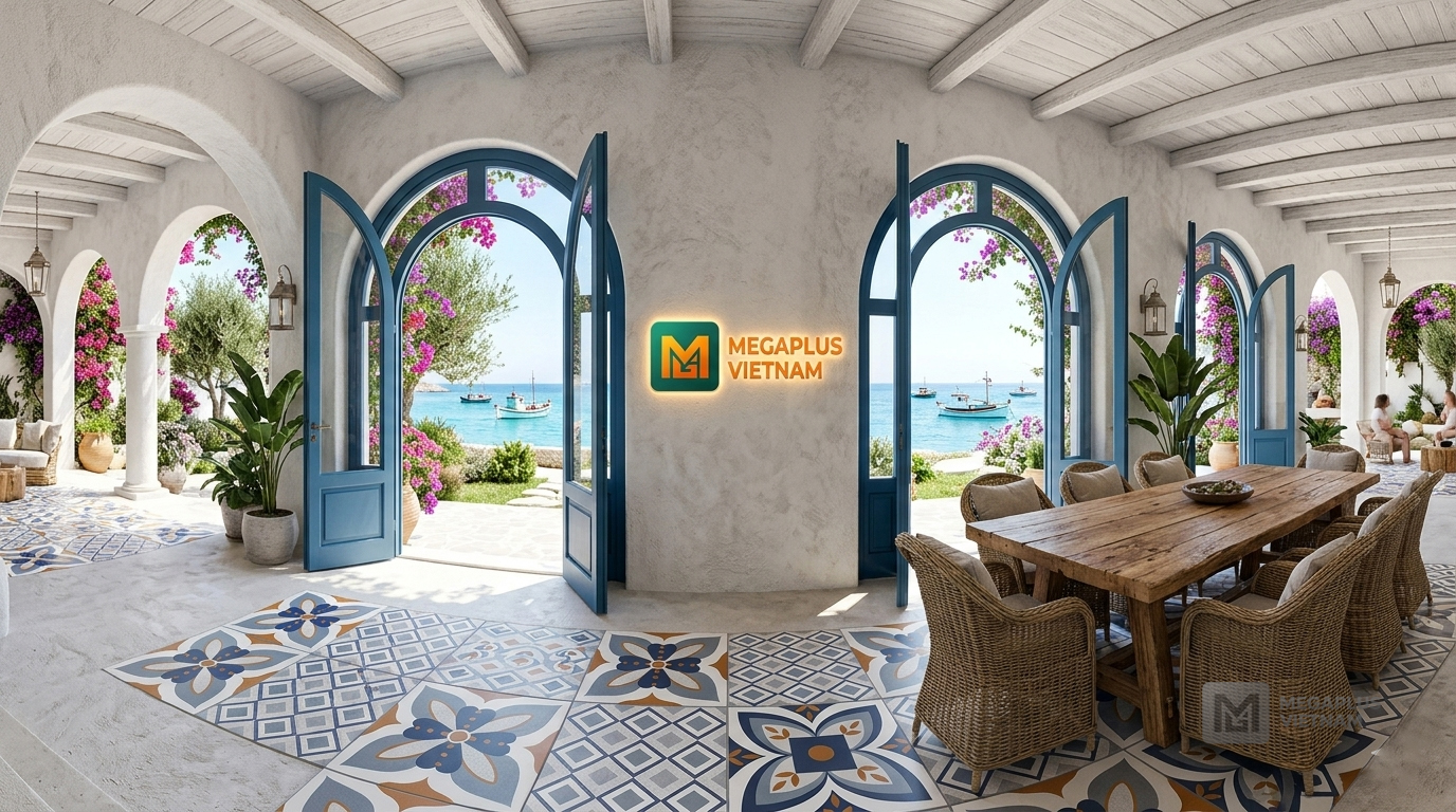 Phối cảnh nội thất Indochine sử dụng gạch bông Videcor VGB4004