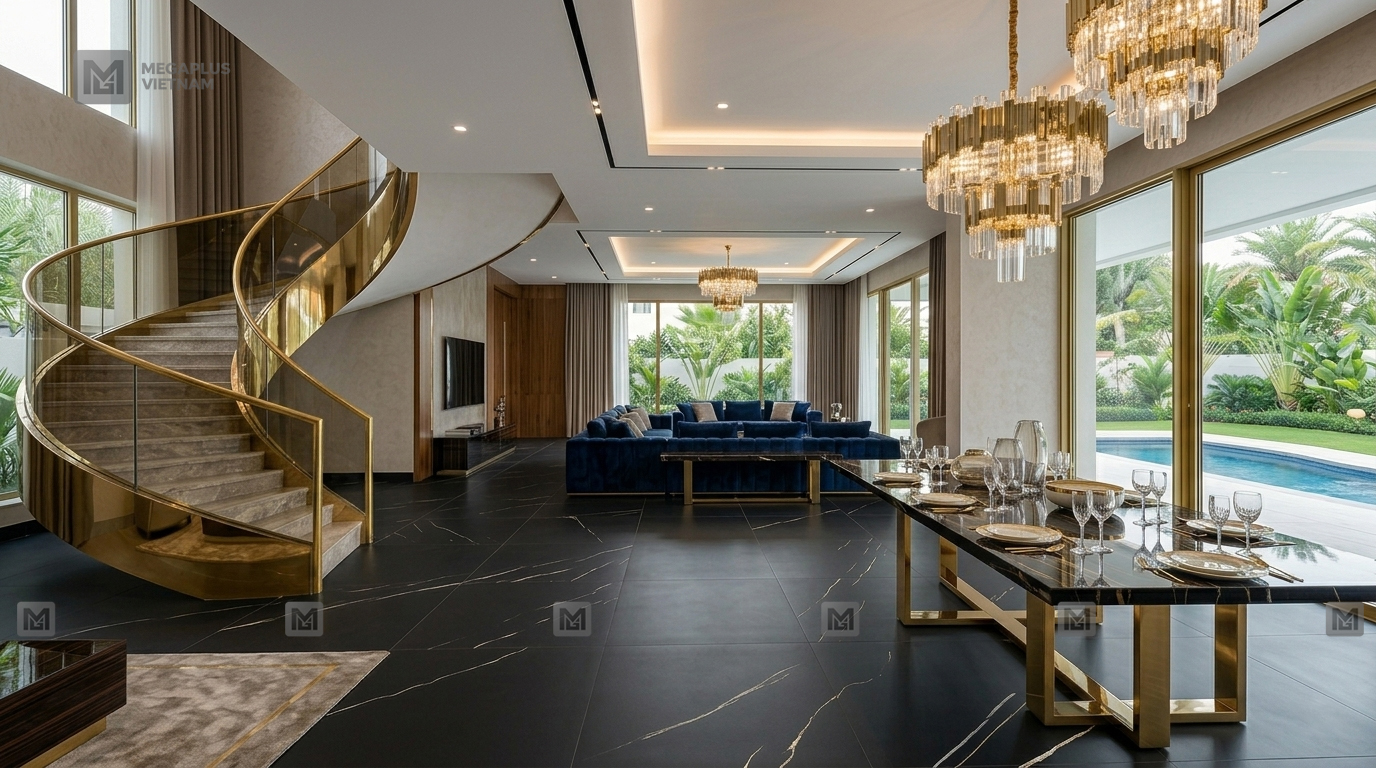 Phối cảnh villa sang trọng sử dụng gạch DIG69002