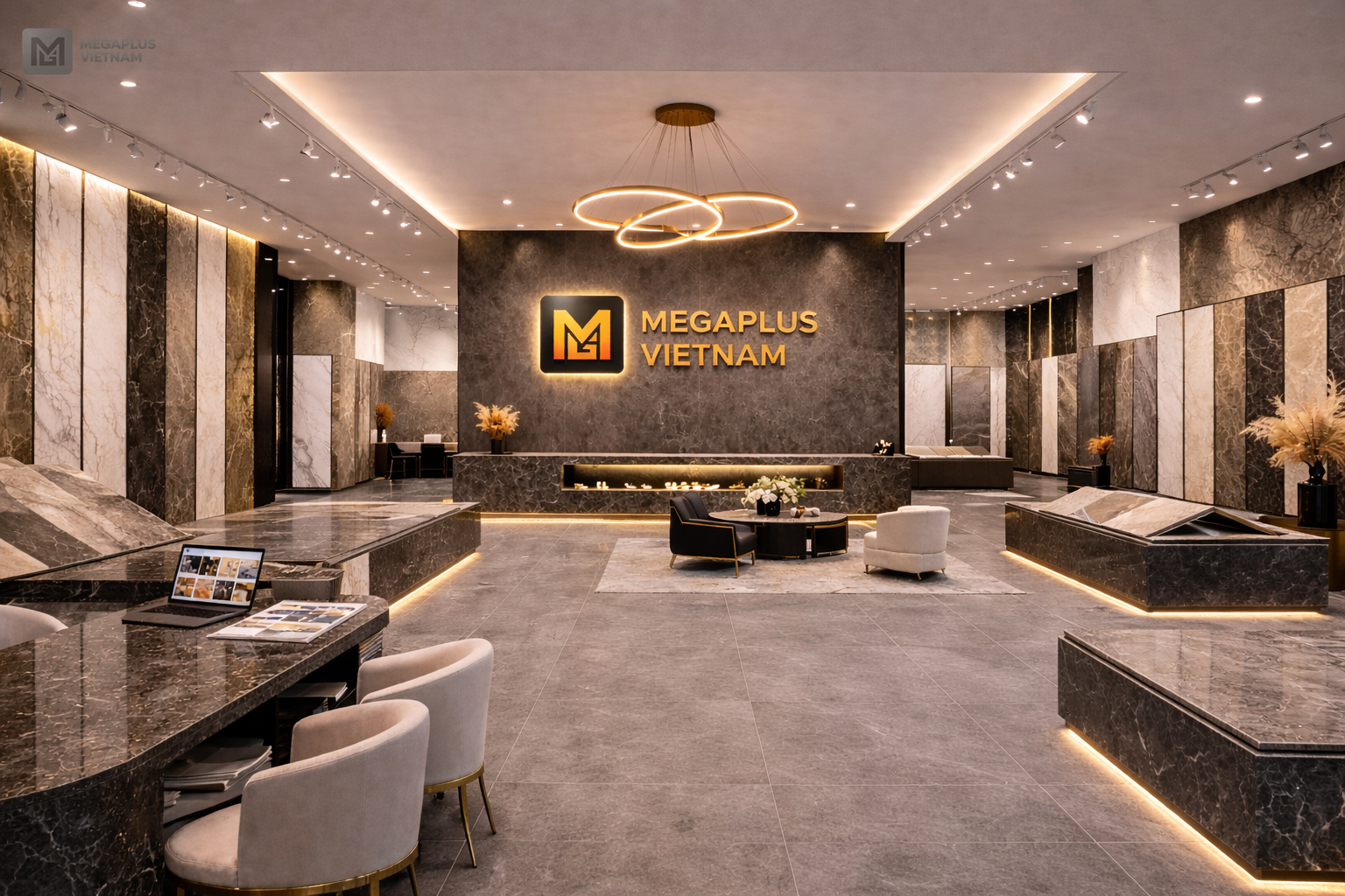 Phối cảnh biệt thự sang trọng sử dụng gạch lát nền Golden Tile GF6801