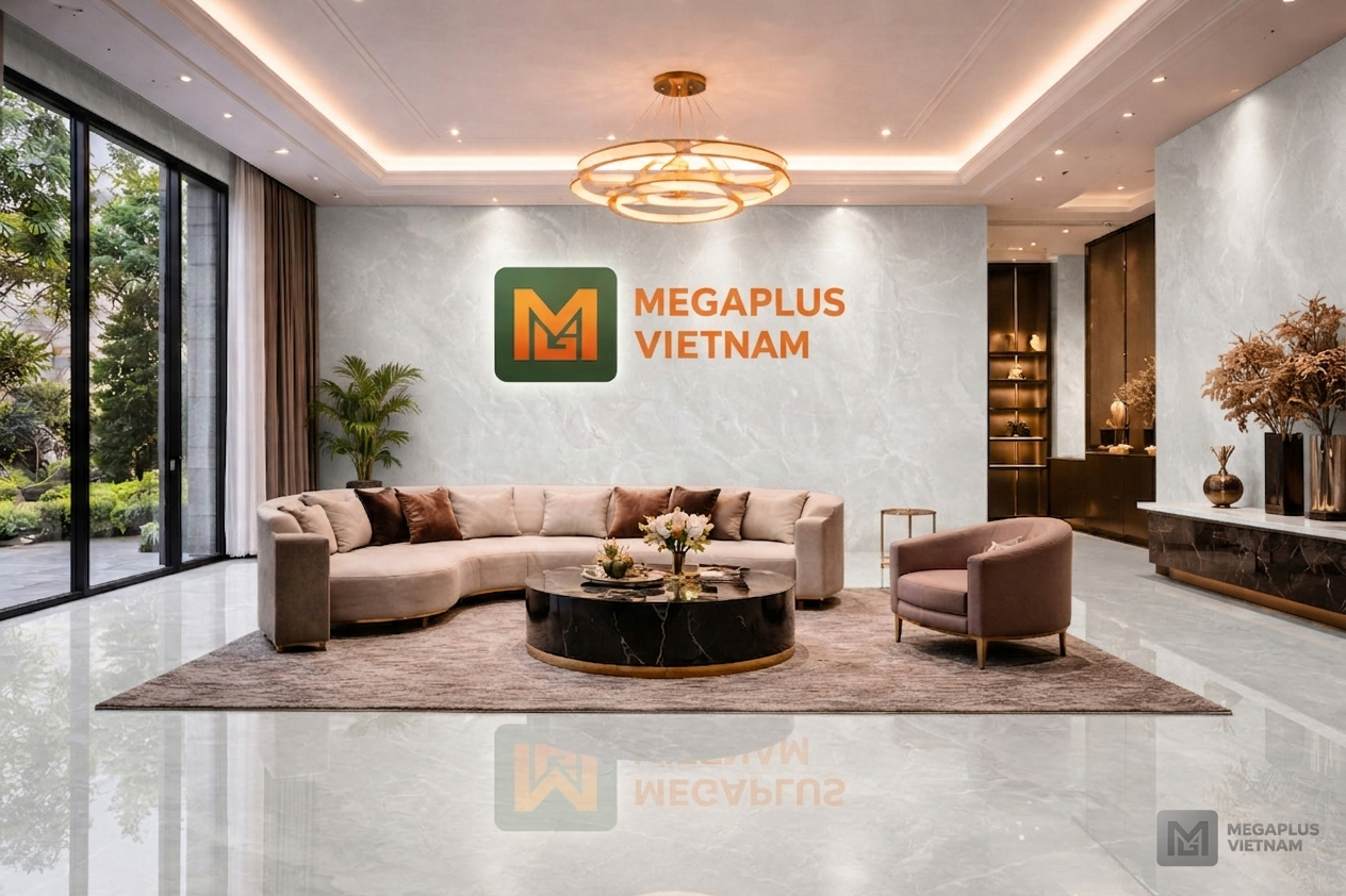 Phối cảnh biệt thự sang trọng sử dụng gạch lát nền Golden Tile GHP6016