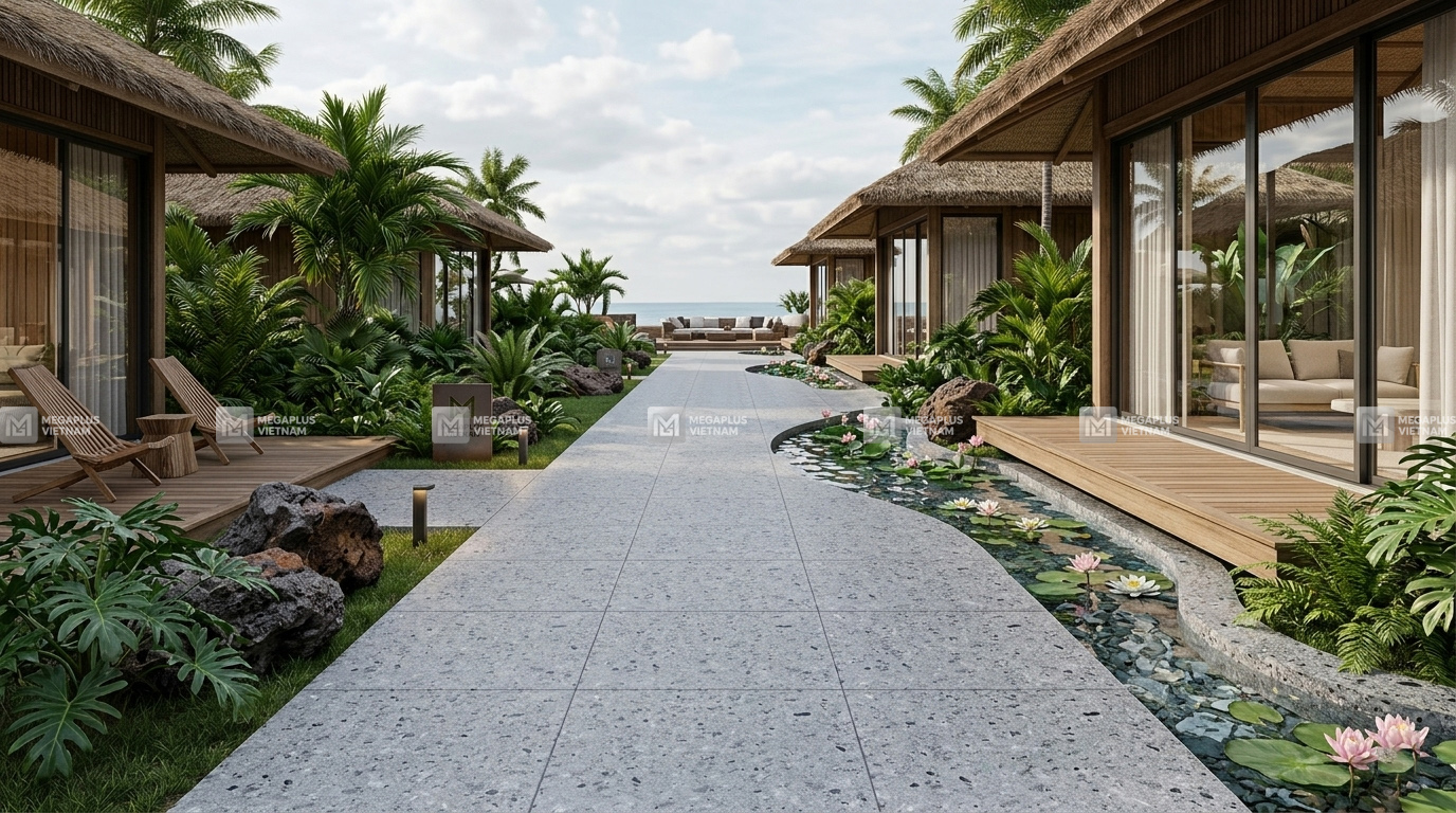 Ứng dụng Gạch Cotto Videcor VV4607 trong thi công sân vườn resort