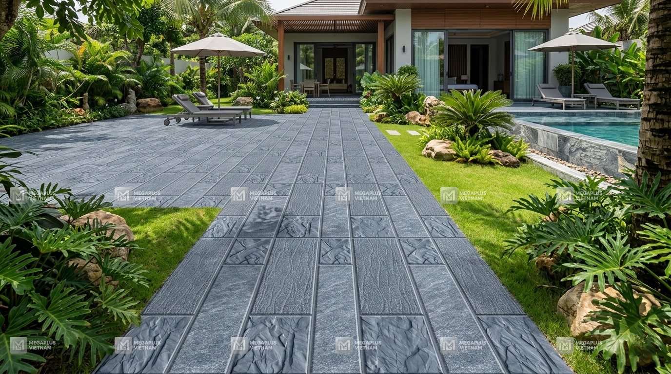 Ứng dụng gạch Cotto Mikado MV4608 lát sân vườn biệt thự