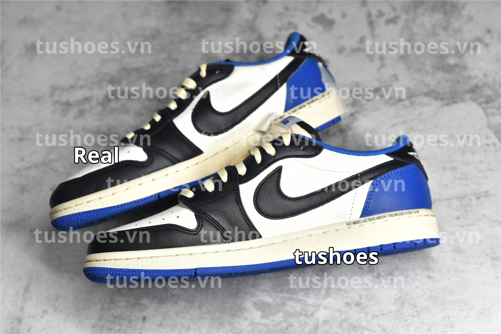 So Sánh Chất Lượng Tốt Nhất Chuẩn Tu Shoes giống 98% Real | FRAGMENT DESIGN X TRAVIS SCOTT X AIR JORDAN 1 RETRO LOW