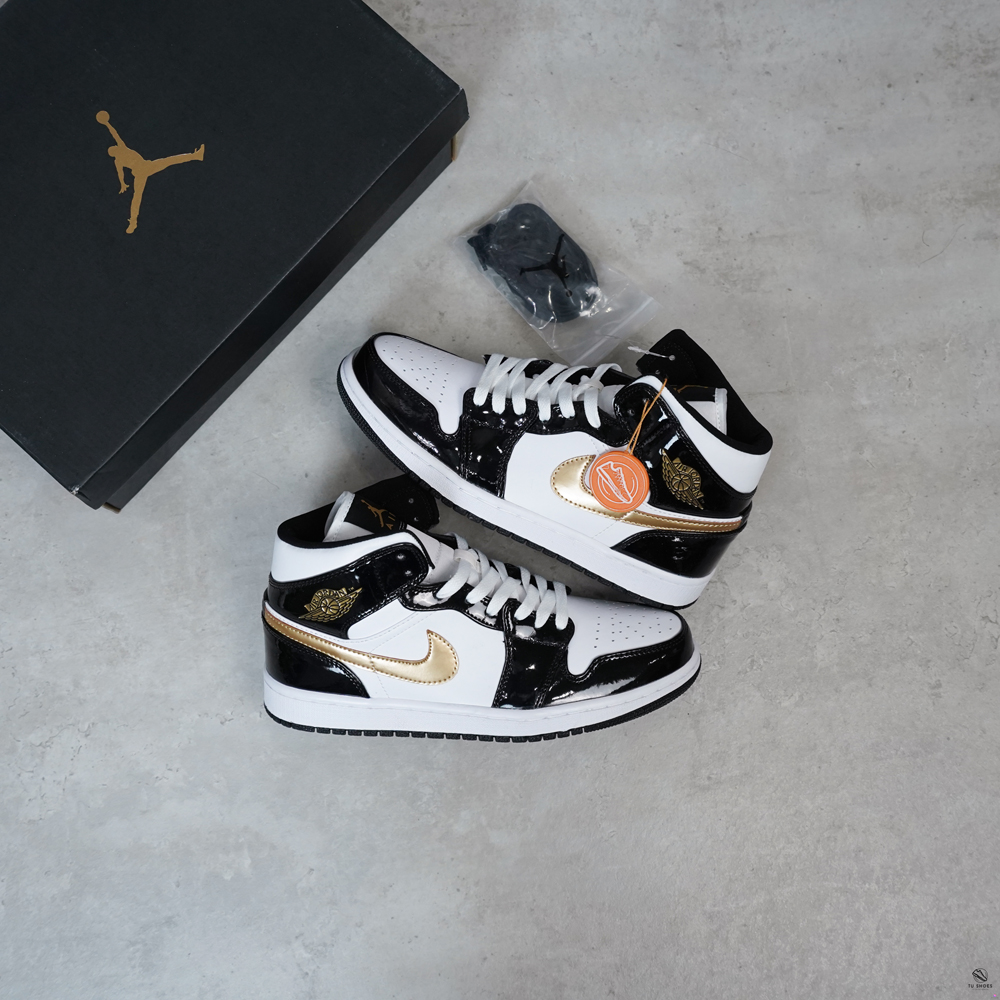 AIR JORDAN MID PATENT 'BLACK GOLD' Shop Tú Shoes