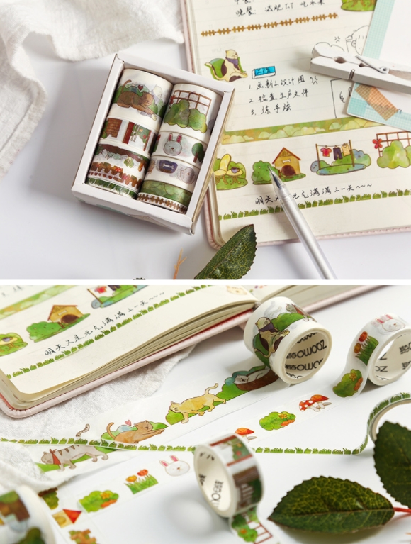 Washi tape bộ 10 cuộn băng dính dán sổ hoạ tiết phong cảnh cổ phong |  BSW112 Bona Station