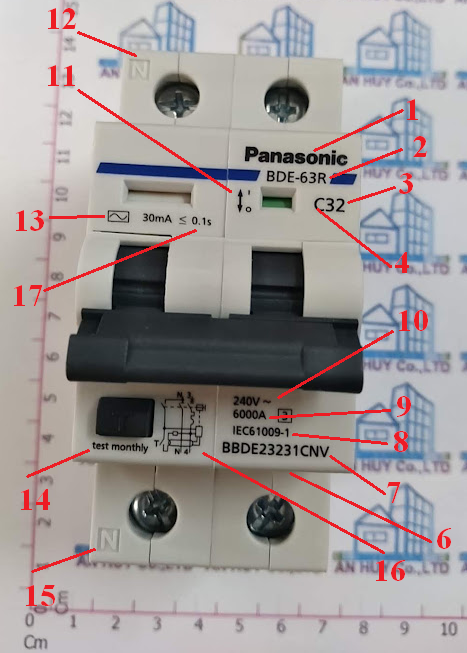 Ký hiệu aptomat RCCB chống giật