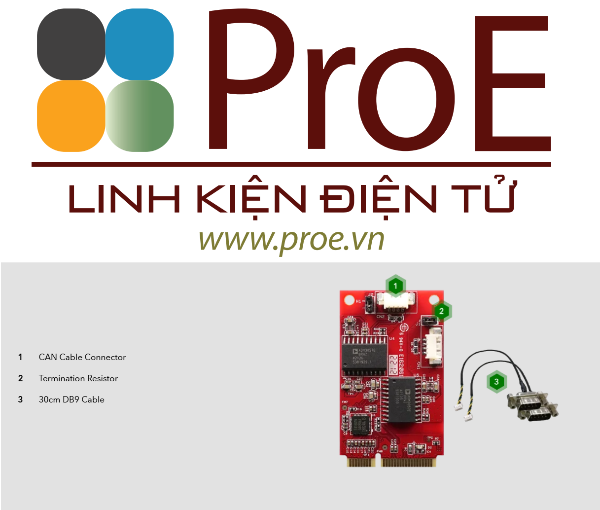 mPCIe to Dual Isolated CAN Bus 2.0B / J1939 / CANopen | Điện tử ProE