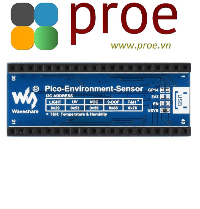 Environment Sensors Module for Raspberry Pi Pico, I2C Bus | Điện tử ProE