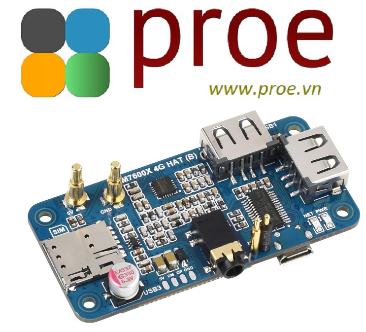 SIM7600G-H 4G HAT (B) for Raspberry Pi, LTE Cat-4 4G / 3G / 2G Support
