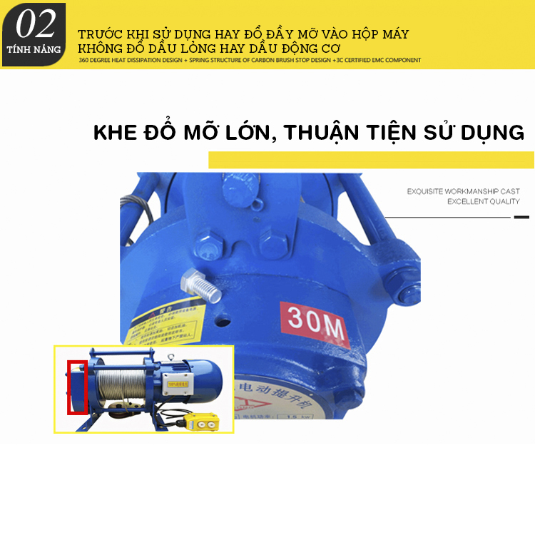 Tời mặt đất SHUANG GE 750kg - 1500kg/380v/30m