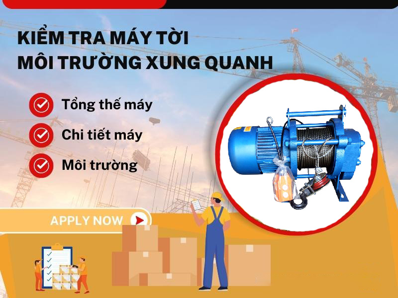 Kiểm tra máy tời và yếu tố môi trường xung quanh