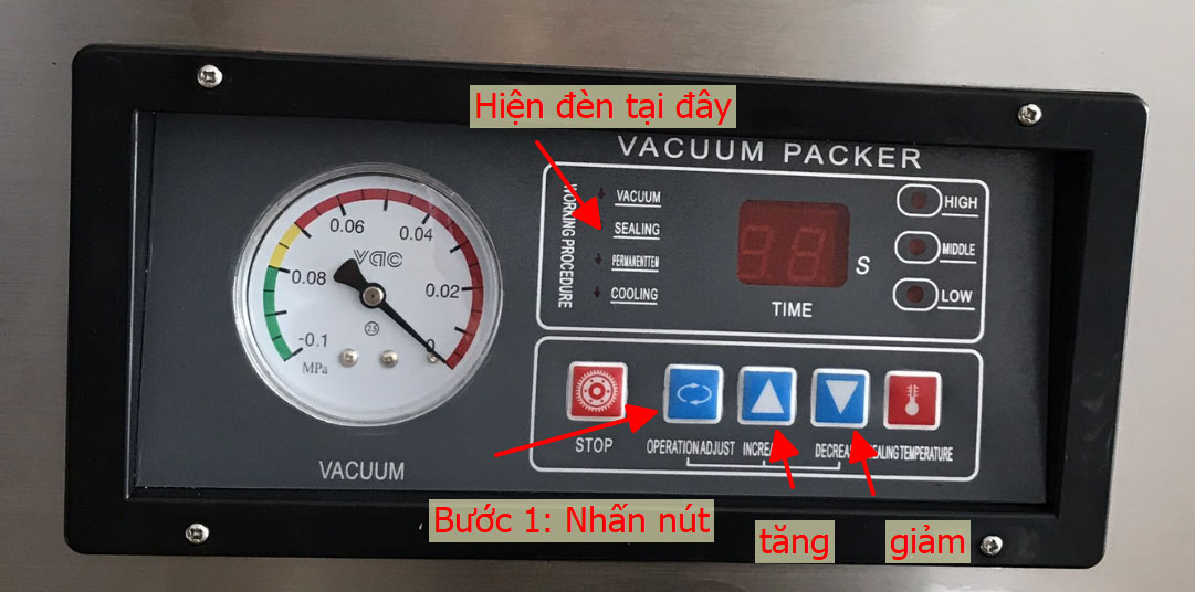 Chỉnh thời gian hàn túi