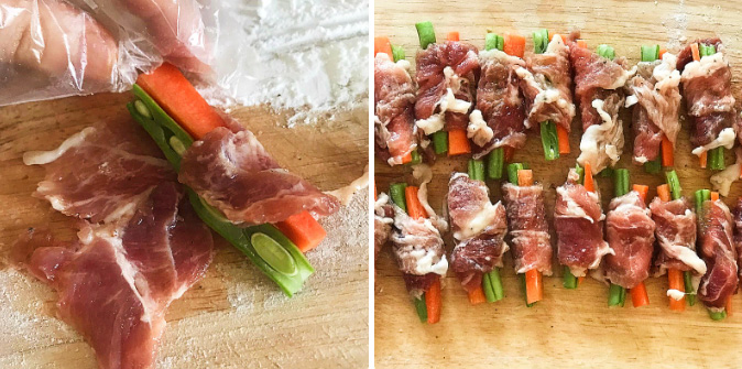 Cuộn thịt và nướng
