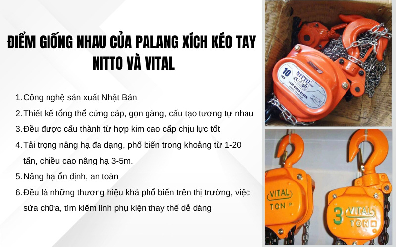 Điểm giống nhau của pa lăng xích kéo tay