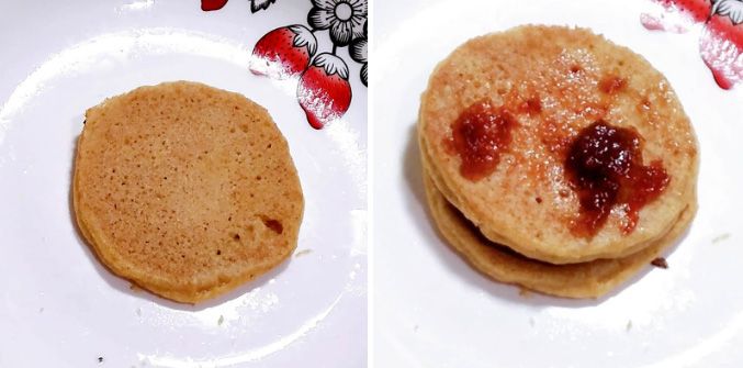 Hoàn thành bánh pancake sữa chua dâu tây