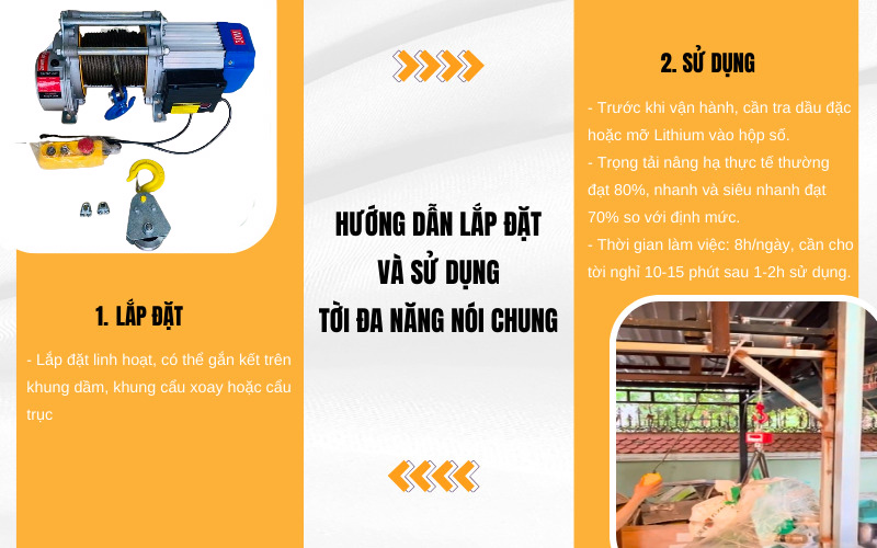 Hướng dẫn lắp đặt và sử dụng tời đa năng