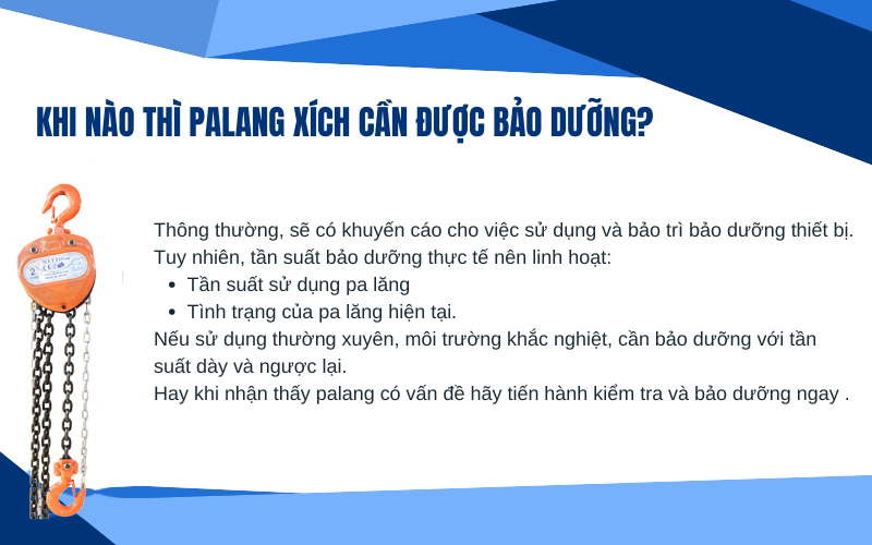 Khi nào thì pa lăng xích cần được bảo dưỡng